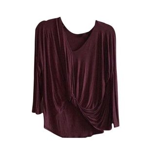 Fashion Nova Burgundy Tie-Knot Blouse